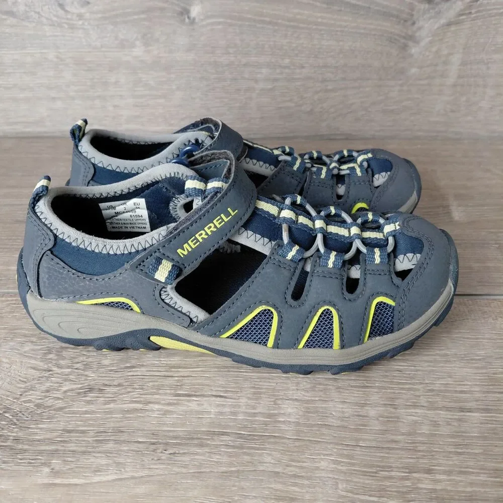 Merrell Sandals Kids 3 Gray Hydro H2O Hiker Slip On Outdoor Hiking Beach Shoes